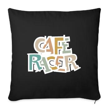 Caferacer rétro moto vintage motard icône logo - Housse de coussin décorative 45 x 45 cm - noir - Devant