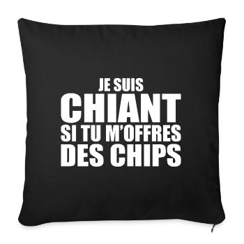 Man Who Loves: Chips. Funny Design Humor - Sofa pillowcase 17,3'' x 17,3'' (45 x 45 cm) - black - Front
