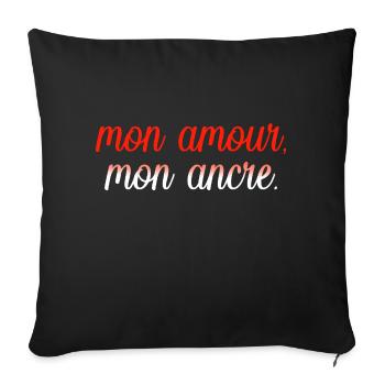 VALENTINES DAY HEART LOVE LOVE ROSE - Sofa pillowcase 17,3'' x 17,3'' (45 x 45 cm) - black - Front