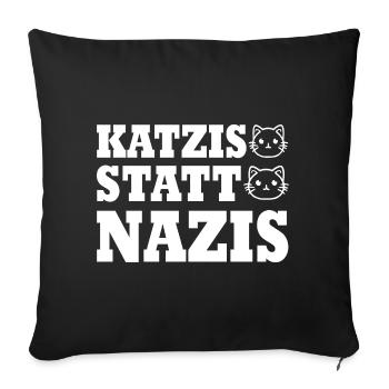 katzis statt nazis - Sofakissenbezug 45 x 45 cm - Schwarz - Vorne