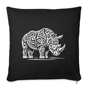 Rhinocéros tribal - Housse de coussin décorative 45 x 45 cm - noir - Devant