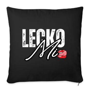 Lederoptik mit Lippenakzent - Sofakissenbezug 45 x 45 cm - Schwarz - Vorne