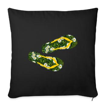 Slippers Daisies Flip Flops Camping Lawn - Sofa pillowcase 17,3'' x 17,3'' (45 x 45 cm) - black - Front
