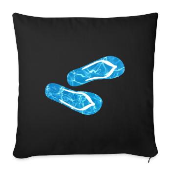 Slippers Pool Flip Flops Camping Water Holidays Fun - Sofa pillowcase 17,3'' x 17,3'' (45 x 45 cm) - black - Front
