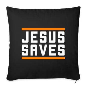 Jésus sauve d’une manière chrétienne - Housse de coussin décorative 45 x 45 cm - noir - Devant