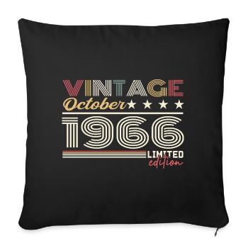 Octobre 1966 rétro anniversaire 1966 Octobre 1966  - Housse de coussin décorative 45 x 45 cm - noir - Devant