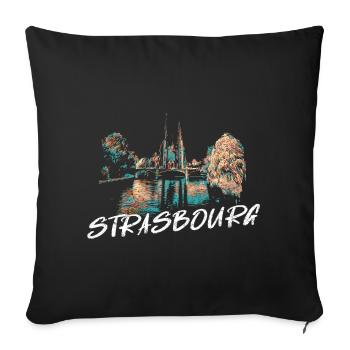 Straßburger Münster – Illustration - Sofakissenbezug 45 x 45 cm - Schwarz - Vorne