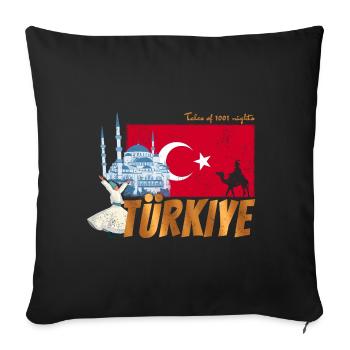 Türkiye Istanbul Vintage Fahne Türkei Sovenir - Sofakissenbezug 45 x 45 cm - Schwarz - Vorne