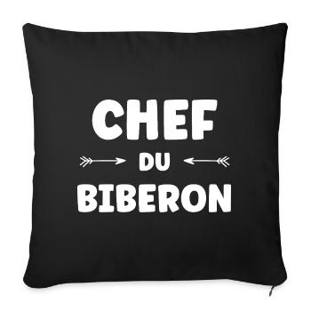 Chef du Biberon - Humour Parentale - Housse de coussin décorative 45 x 45 cm - noir - Devant