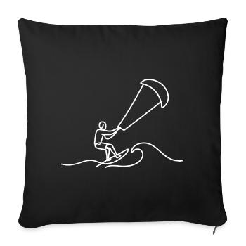 Kitesurfer Sketch – Minimalist Wave Motif - Sofa pillowcase 17,3'' x 17,3'' (45 x 45 cm) - black - Front