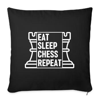 Eat Sleep Chess Repeat - Sofa pillowcase 17,3'' x 17,3'' (45 x 45 cm) - black - Front