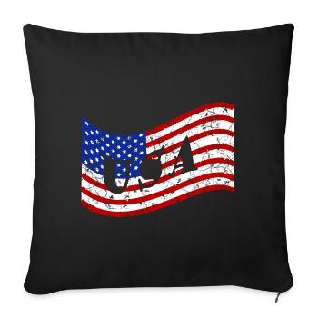 USA Flag - Sofa pillowcase 17,3'' x 17,3'' (45 x 45 cm) - black - Front
