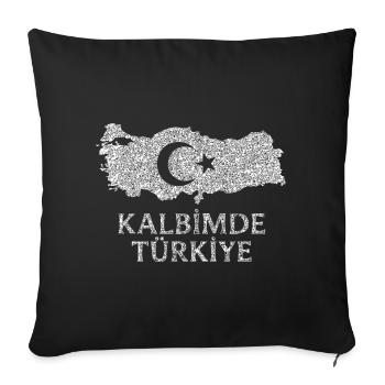 Kalbimde Türkiye Flag - Sofa pillowcase 17,3'' x 17,3'' (45 x 45 cm) - black - Front
