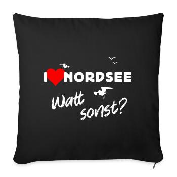 Nordsee Liebe Watt Design - Sofakissenbezug 45 x 45 cm - Schwarz - Vorne