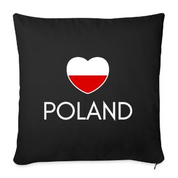 Heart with Poland flag, Polish pride - Sofa pillowcase 17,3'' x 17,3'' (45 x 45 cm) - black - Front