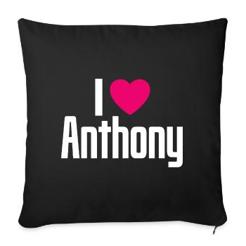 J’aime Anthony Cœur Rose J’aime Anthony - Housse de coussin décorative 45 x 45 cm - noir - Devant
