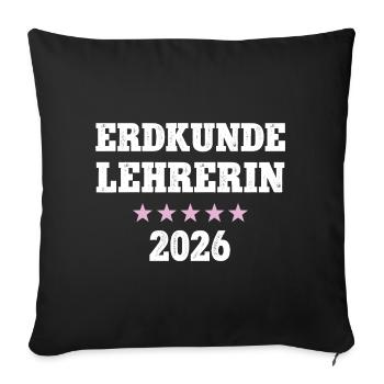Professeur de géographie 2026 Professeur de géographie École de Géologie - Housse de coussin décorative 45 x 45 cm - noir - Devant