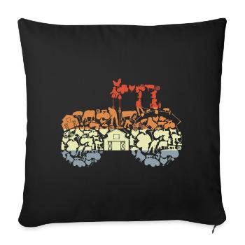 Retro Tractor Silhouette - Sofa pillowcase 17,3'' x 17,3'' (45 x 45 cm) - black - Front