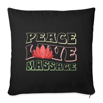 Peace Love Massage Lotus - Sofa pillowcase 17,3'' x 17,3'' (45 x 45 cm) - black - Front