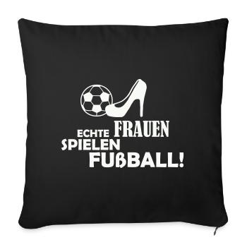 Frauen Spielen Fußball Logo - Sofakissenbezug 45 x 45 cm - Schwarz - Vorne