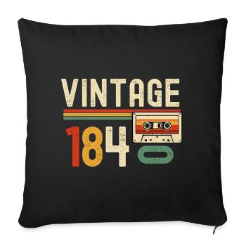 Cassette vintage 1840 - Housse de coussin décorative 45 x 45 cm - noir - Devant