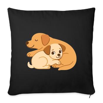 Les chiens mignons se câlinent : petit et grand chien - Housse de coussin décorative 45 x 45 cm - noir - Devant