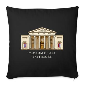 Baltimore Museum, hand-drawn illustration - Sofa pillowcase 17,3'' x 17,3'' (45 x 45 cm) - black - Front