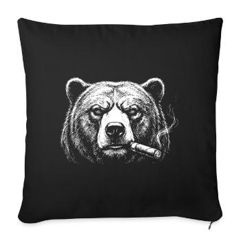 Bear Cigar Portrait in Bold Ink - Sofa pillowcase 17,3'' x 17,3'' (45 x 45 cm) - black - Front