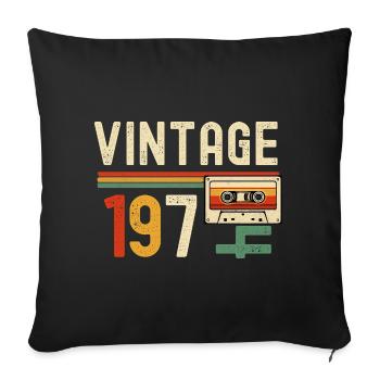 VINTAGE 1970 Cassette Bandes - Housse de coussin décorative 45 x 45 cm - noir - Devant