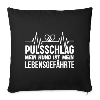 Mein Hund ist mein Lebensgefährte - Sofakissenbezug 45 x 45 cm - Schwarz - Vorne