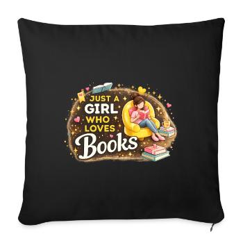 Book Lover Gift for Book Nerd - Sofa pillowcase 17,3'' x 17,3'' (45 x 45 cm) - black - Front
