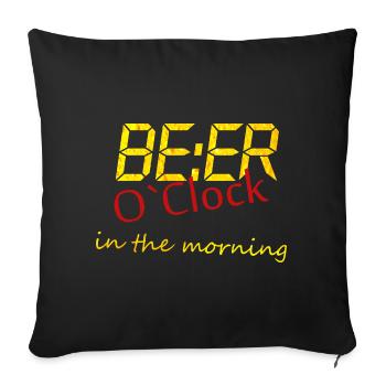 Bier Uhr am Morgen. Fundesign. Saufshirt - Sofakissenbezug 45 x 45 cm - Schwarz - Vorne