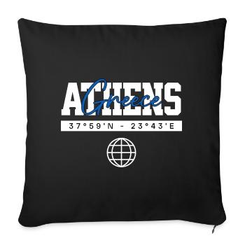 Athen Griechenland Koordinaten Reise Souvenir - Sofakissenbezug 45 x 45 cm - Schwarz - Vorne