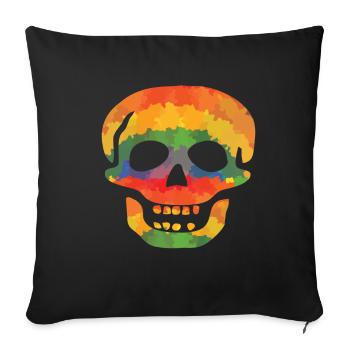 Farbiger Totenschädel - Sofakissenbezug 45 x 45 cm - Schwarz - Vorne