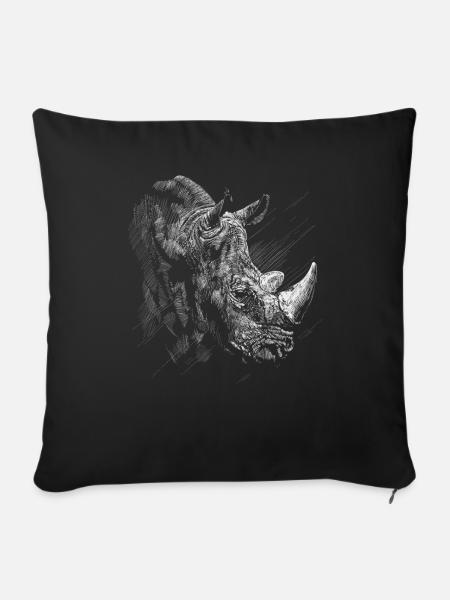 Nashorn - Sofakissenbezug 45 x 45 cm - Schwarz