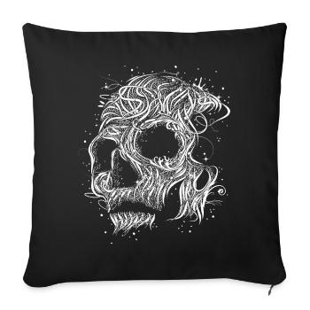 Un crâne fait de lignes fines et d’ornements - Housse de coussin décorative 45 x 45 cm - noir - Devant