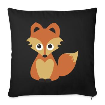 Cuddly Fox Cartoon Retro Colors - Sofa pillowcase 17,3'' x 17,3'' (45 x 45 cm) - black - Front