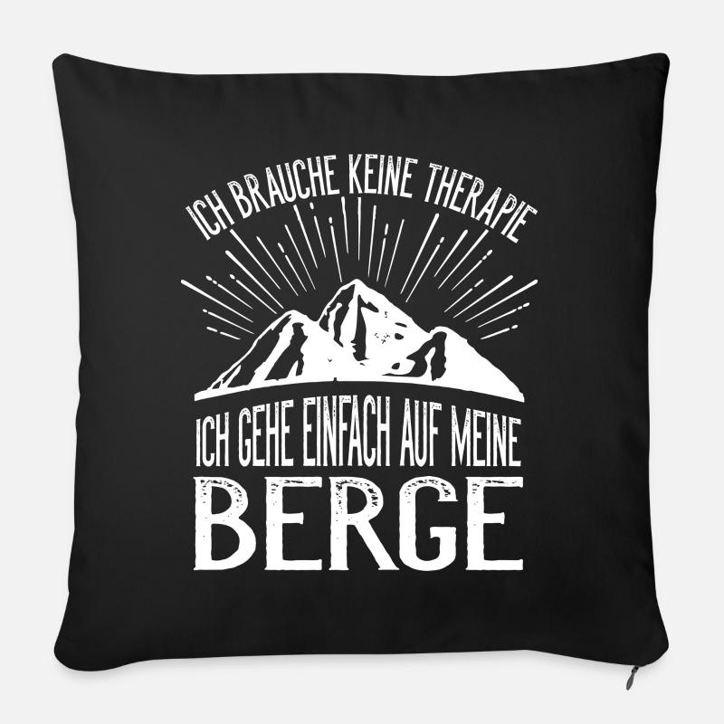 Berge sind meine Therapie - Sofakissenbezug 45 x 45 cm - Schwarz