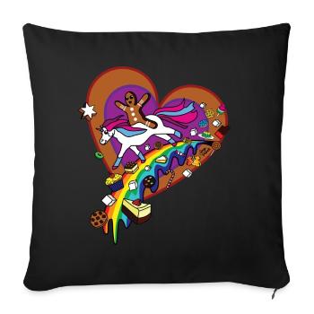 Sugar unicorn gingerbread man rainbow - Sofa pillowcase 17,3'' x 17,3'' (45 x 45 cm) - black - Front