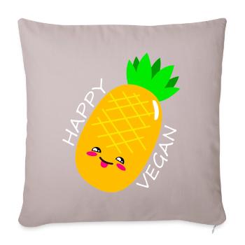 Vegan and happy - Sofa pillowcase 17,3'' x 17,3'' (45 x 45 cm) - light taupe - Front