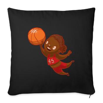 Basketball children's motif children girl gift - Sofa pillowcase 17,3'' x 17,3'' (45 x 45 cm) - black - Front