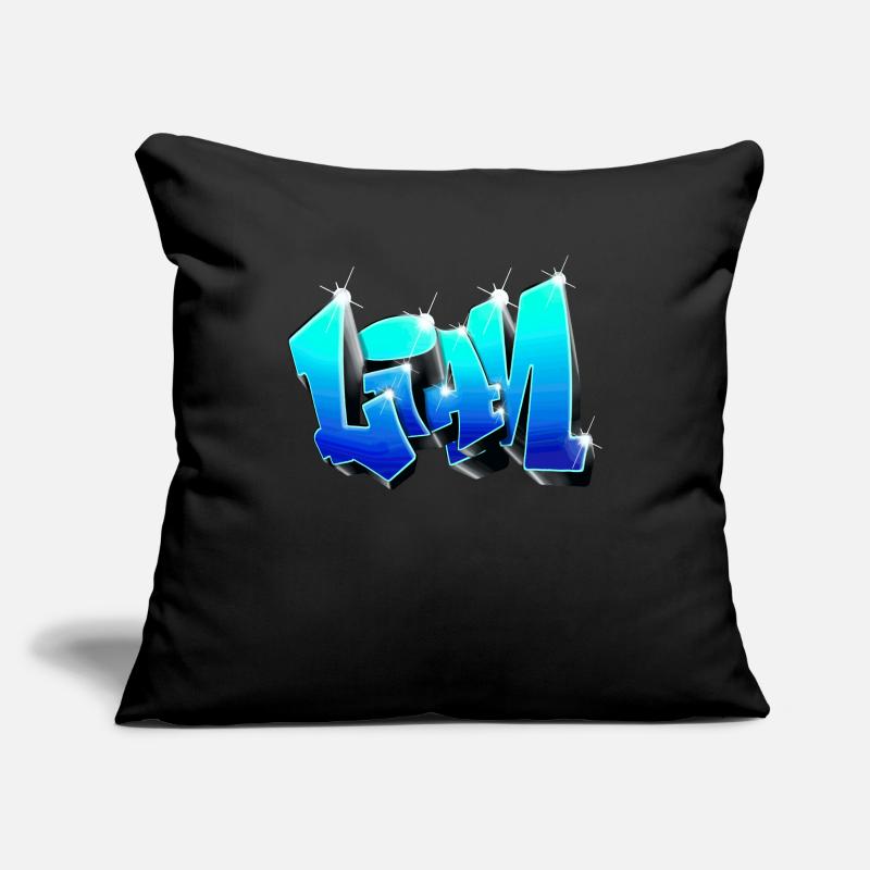 LIAM graffiti Bleu Housse de coussin décorative 45 x 45 cm