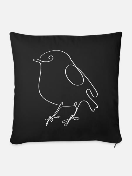 Vogel one line Geschenk Weihnachten süß - Sofakissenbezug 45 x 45 cm - Schwarz