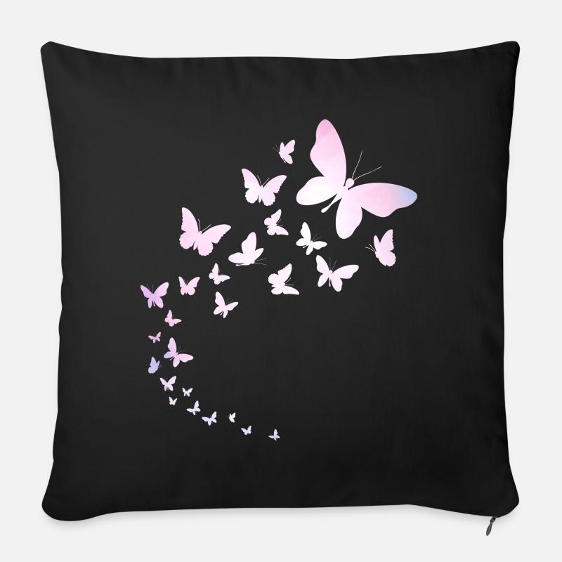 Schmetterlinge fliegen - Sofakissenbezug 45 x 45 cm - Schwarz
