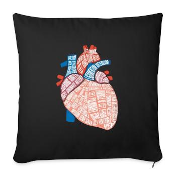 cardio anatomie biologiste cardio-battement médecine cadeau - Housse de coussin décorative 45 x 45 cm - noir - Devant