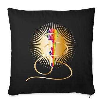 golden microphone with rainbow elements - Sofa pillowcase 17,3'' x 17,3'' (45 x 45 cm) - black - Front