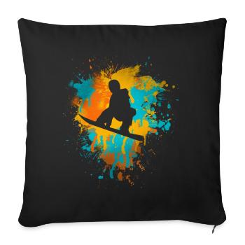 Snowboard - Sofa pillowcase 17,3'' x 17,3'' (45 x 45 cm) - black - Front