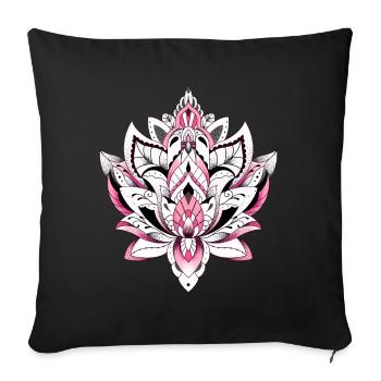 Lotus Mandala Pink Color - Sofa pillowcase 17,3'' x 17,3'' (45 x 45 cm) - black - Front