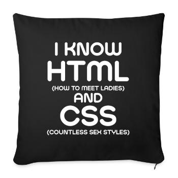 Ich kenne HTML und CSS - Sofakissenbezug 45 x 45 cm - Schwarz - Vorne