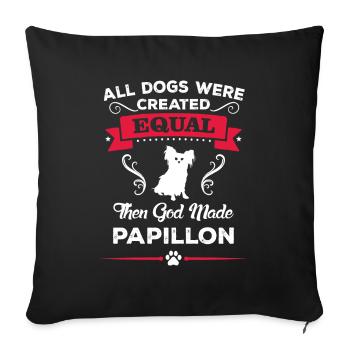 Papillon Lover - Papillon Besitzer - Sofakissenbezug 45 x 45 cm - Schwarz - Vorne
